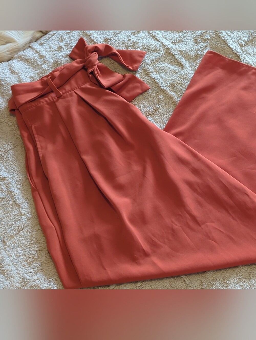 Women's Rust Wrap Midi Skirt with Waist Tie